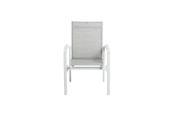 KETTLER Boulevard/BasicPlus Balkon-Set, weiß/hellgrau, Aluminium/KETTALUX, Tisch 70 x 70 cm, 2 Stapelsessel, schmutzabweisend