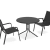 KETTLER Boulevard/Basic Plus Balkon-Set mit 2 Stapelsesseln, anthrazit, Alu/Kettalux, Klapptisch Ø100 cm