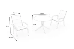 KETTLER Boulevard/Basic Plus Balkon-Set mit 2 Stapelsesseln, anthrazit, Alu/Kettalux, Klapptisch Ø100 cm