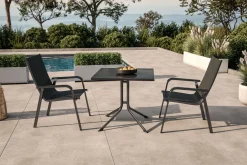 KETTLER Boulevard/Basic Plus Balkon-Set, anthrazit, Aluminium/KETTALUX, Klapptisch 80 x 80 cm, 2 Stapelsessel, witterungsbeständig, pflegeleicht