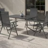 KETTLER Boulevard/Basic Plus Gartenessgruppe, anthrazit, Aluminium/KETTALUX, Klapptisch 140 x 95 cm, 4 Klappstühle, kratzfest, witterungsbeständig