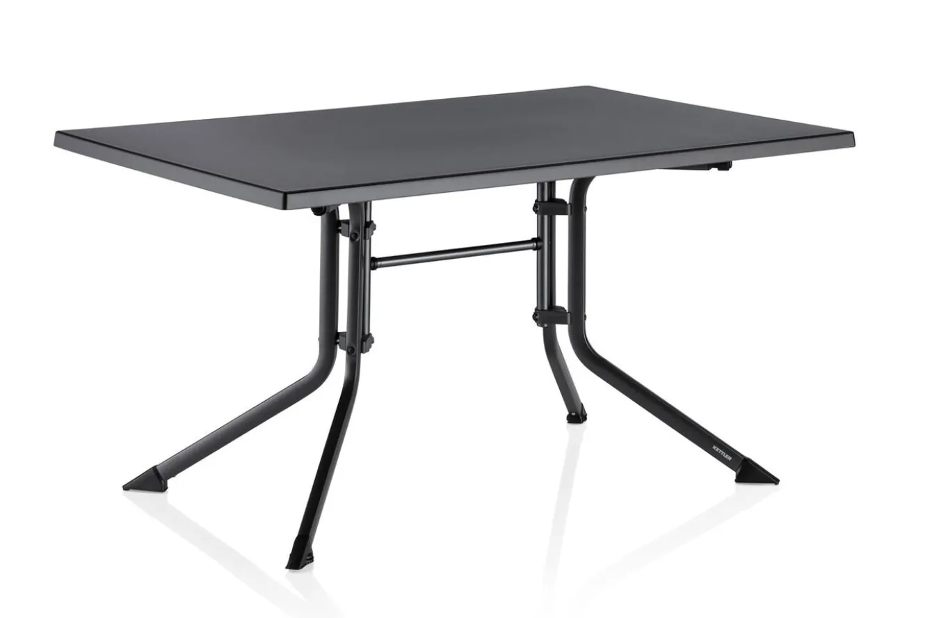 KETTLER Boulevard/Basic Plus Gartenessgruppe, anthrazit, Aluminium/KETTALUX, Klapptisch 140 x 95 cm, 4 Klappstühle, kratzfest, witterungsbeständig