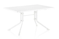 KETTLER Boulevard/Basic Plus Gartenessgruppe, weiß, Aluminium, Klapptisch 140 x 95 cm, 4 Klappstühle