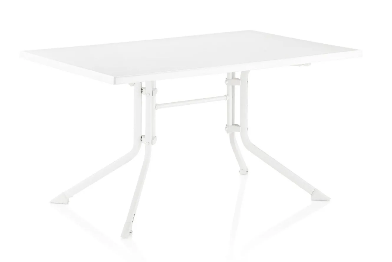 KETTLER Boulevard/Basic Plus Gartenessgruppe, weiß, Aluminium, Klapptisch 140 x 95 cm, 4 Klappstühle