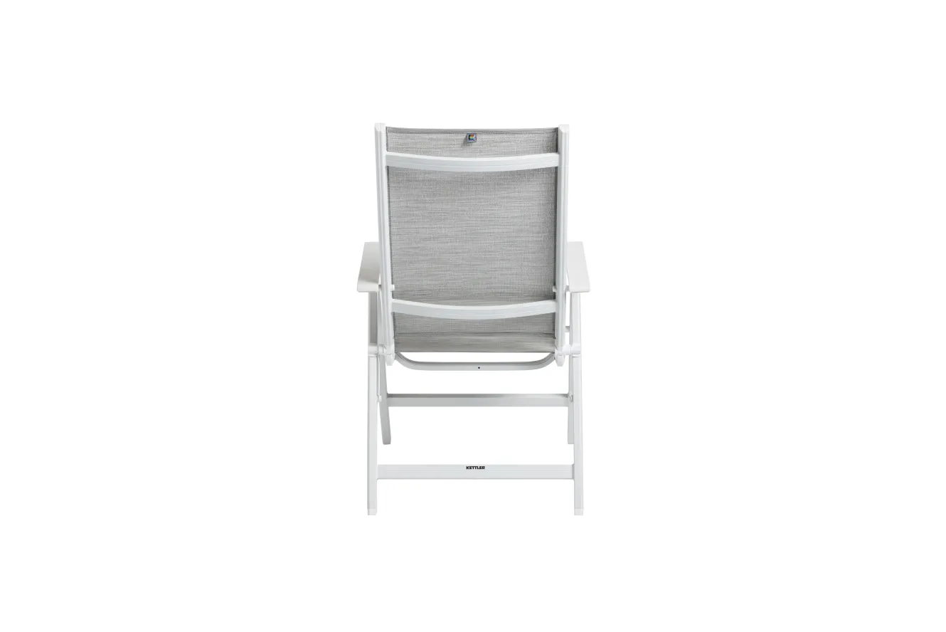 KETTLER Boulevard/Basic Plus Gartenessgruppe, weiß, Aluminium, Klapptisch 140 x 95 cm, 4 Klappstühle