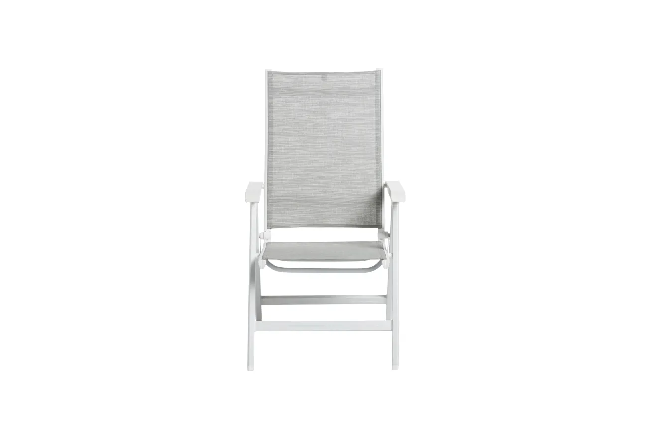 KETTLER Boulevard/Basic Plus Gartenessgruppe, weiß, Aluminium, Klapptisch 140 x 95 cm, 4 Klappstühle