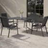 KETTLER Boulevard/Basic Plus Gartenessgruppe, anthrazit, Alu/KETTALUX, Klapptisch 140 x 95 cm, 4 Stapelsessel, kratzfest, witterungsbeständig