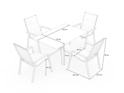 KETTLER Boulevard/Basic Plus Gartenessgruppe, anthrazit, Alu/KETTALUX, Klapptisch 140 x 95 cm, 4 Stapelsessel, kratzfest, witterungsbeständig