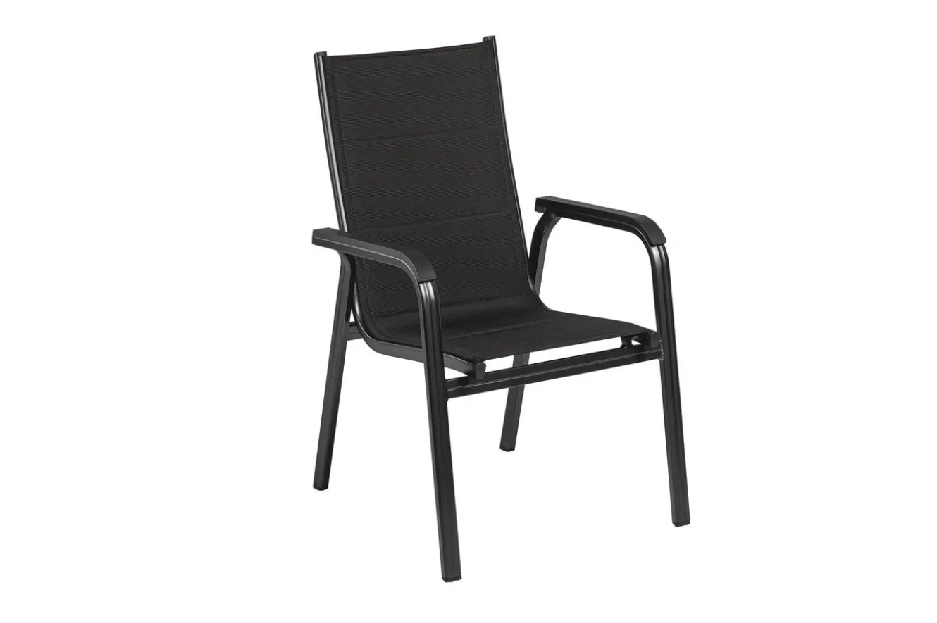 KETTLER Boulevard/Basic Plus Gartenessgruppe, anthrazit, Alu/KETTALUX, Klapptisch 140 x 95 cm, 4 Stapelsessel, kratzfest, witterungsbeständig