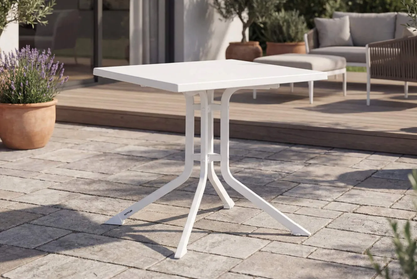 KETTLER BOULEVARD Klapptisch, weiß, Aluminium/KETTALUX, 70 x 70 cm, schmutzabweisend, quadratisch