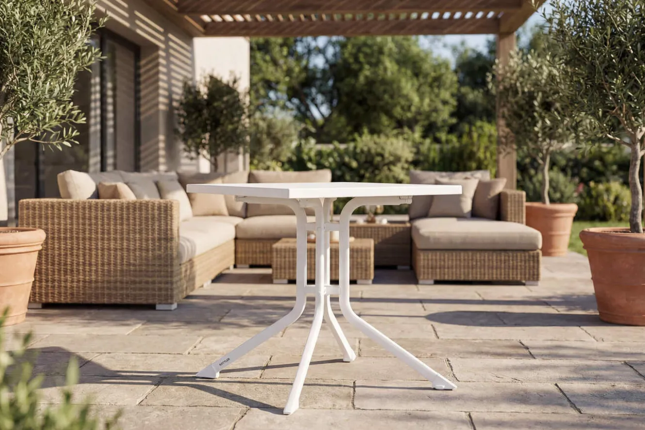 KETTLER BOULEVARD Klapptisch, weiß, Aluminium/KETTALUX, 70 x 70 cm, schmutzabweisend, quadratisch
