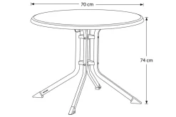 KETTLER BOULEVARD Klapptisch, anthrazit, Aluminium/KETTALUX, Ø 70 cm, schmutzabweisend, klappbar, rund