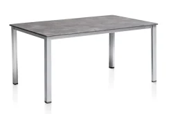 KETTLER Cubic/Basic Plus Garten-Essgruppe, silber/anthrazit, Alu/Textilene, Tisch 160 x 90 cm, 4 Klappstühle