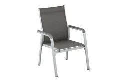 KETTLER Cubic/Basic Plus Garten-Essgruppe, silber/anthrazit, Alu/Textilene, Tisch 160 x 90 cm, 4 Stapelsessel, 2 Klappstühle
