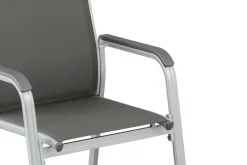KETTLER Cubic/Basic Plus Garten-Essgruppe, silber/anthrazit, Alu/Textilene, Tisch 160x90 cm, 6 Stapelsessel