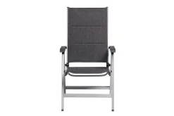 KETTLER Cubic/ Basic Plus Padded Garten-Essgruppe, silber/anthrazit, Alu/Textilene, Tisch 160x90 cm, 4 Stapelsessel, 2 Klappstühle, gepolstert