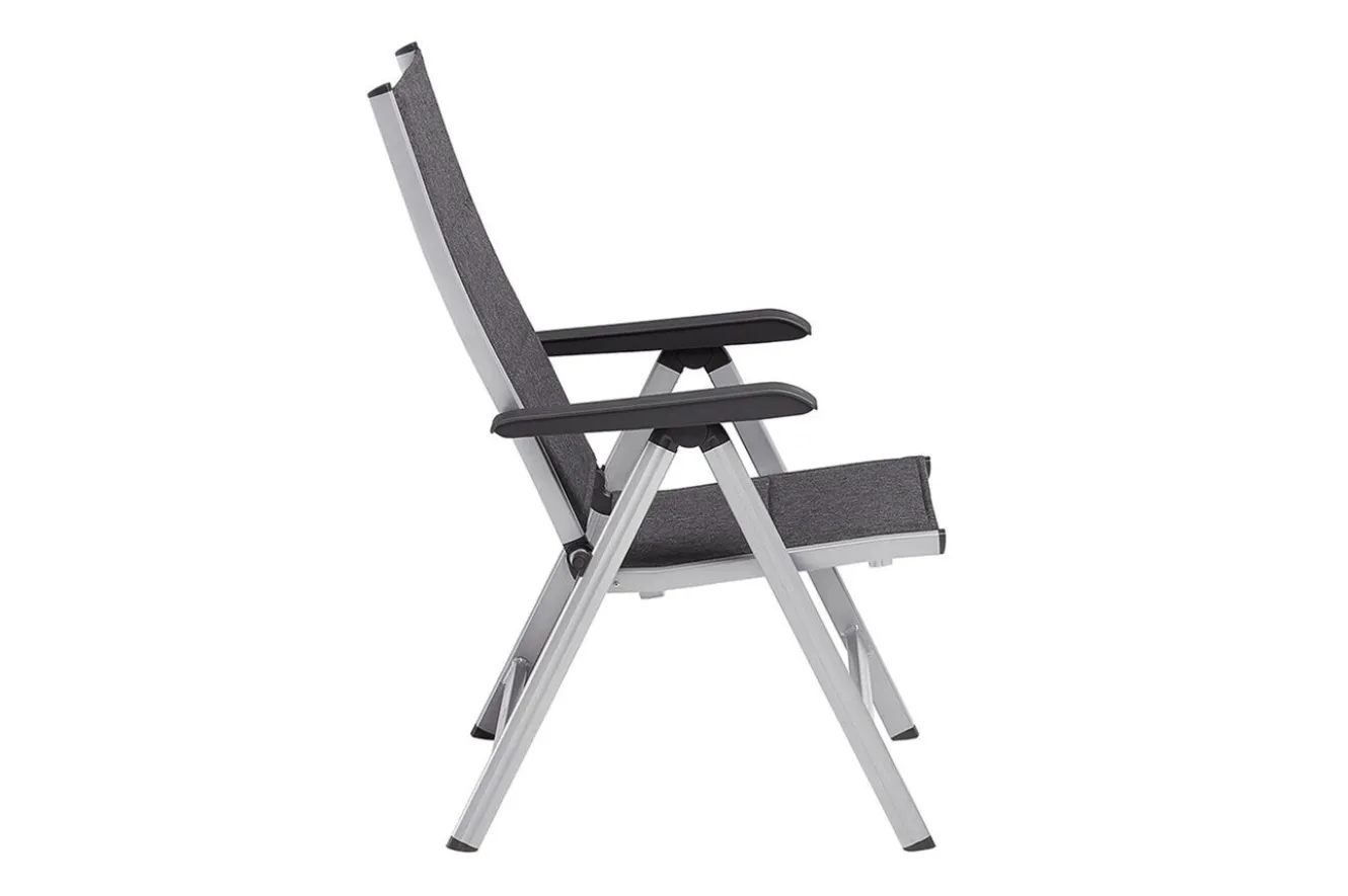KETTLER Cubic/ Basic Plus Padded Garten-Essgruppe, silber/anthrazit, Alu/Textilene, Tisch 160 x 90 cm, 4 Klappstühle