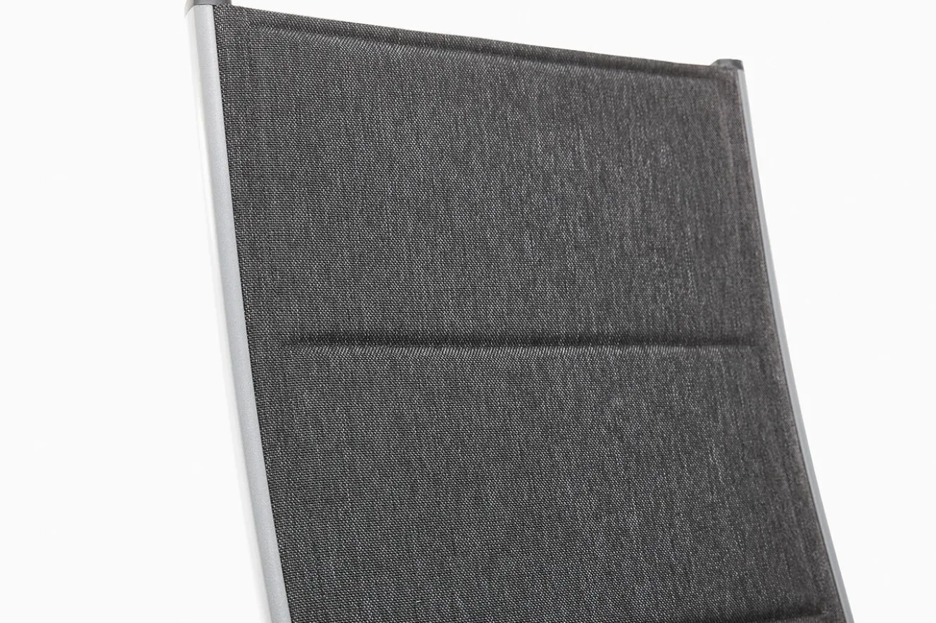 KETTLER Cubic/ Basic Plus Padded Garten-Essgruppe, silber/anthrazit, Alu/Textilene, Tisch 160 x 90 cm, 4 Klappstühle