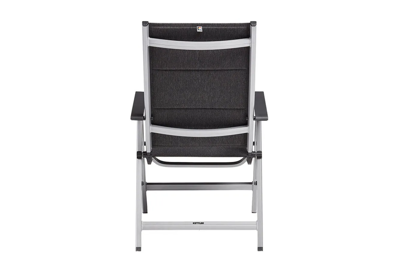 KETTLER Cubic/ Basic Plus Padded Garten-Essgruppe, silber/anthrazit, Alu/Textilene, Tisch 160 x 90 cm, 4 Klappstühle