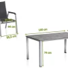 KETTLER Cubic/ Basic Plus Padded Garten-Essgruppe, silber/anthrazit, Alu/Textilene, Tisch 160x90 cm, 4 Stapelsessel