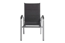 KETTLER Cubic/ Basic Plus Padded Garten-Essgruppe, silber/anthrazit, Alu/Textilene, Tisch 160x90 cm, 4 Stapelsessel