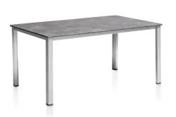 KETTLER Cubic/ Basic Plus Padded Garten-Essgruppe, silber/anthrazit, Alu/Textilene, Tisch 160x90 cm, 6 Stapelsessel