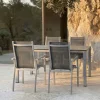 KETTLER Cubic Garten-Essgruppe, silber/anthrazit/grau, Alu/Textilene, Tisch 160x90 cm, 4 Stapelsessel