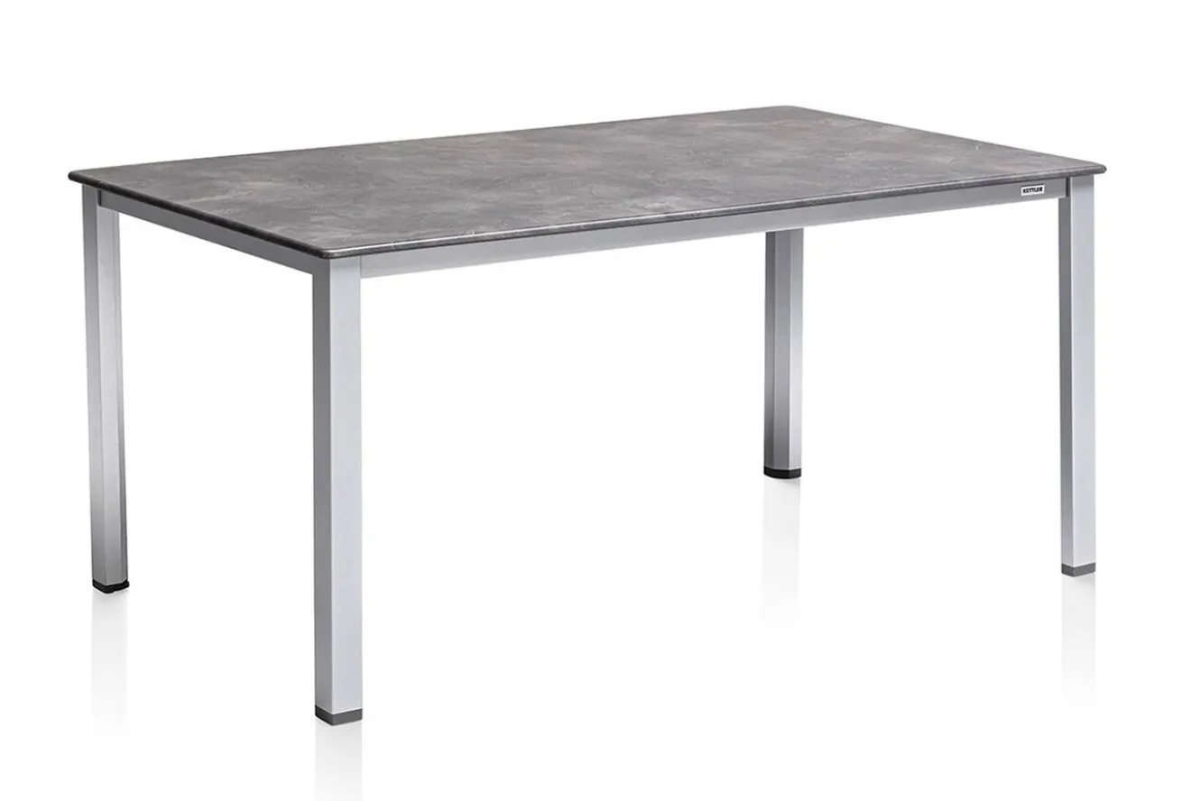 KETTLER Cubic Garten-Essgruppe, silber/anthrazit, Alu, Tisch 160x90, 4 Klappstühle