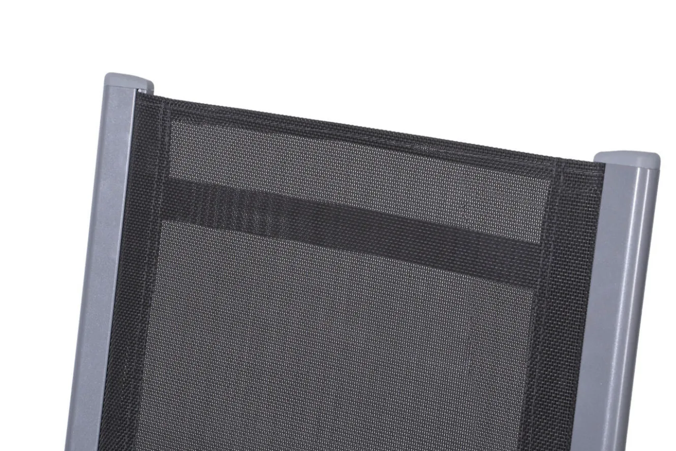KETTLER Cubic Garten-Essgruppe, silber/anthrazit/grau, Alu/Textilene, Tisch 160x90 cm, 6 Stapelsessel