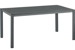 Kettler Esstischgruppe, anthrazit/anthrazit, Kettalux-Plus Dining-Tisch 160x95cm, 6 Stapelsessel Altura