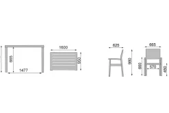 Kettler Esstischgruppe, anthrazit/anthrazit, Kettalux-Plus Dining-Tisch 160x95cm, 6 Stapelsessel Altura