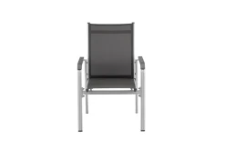 Kettler Esstischgruppe, silber/anthrazit, Kettalux-Plus Dining-Tisch 160x95cm, 6 Stapelsessel BasicPlus