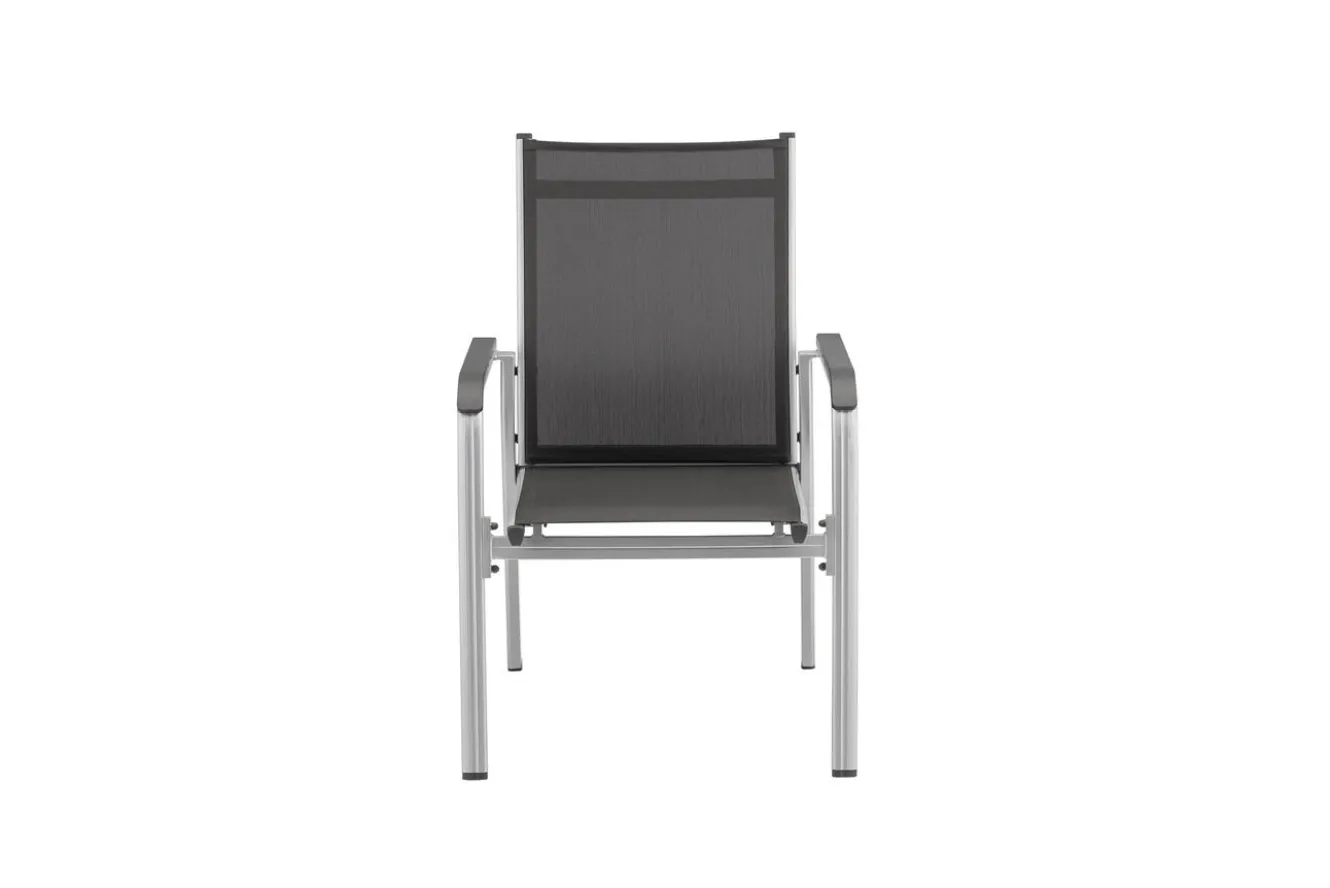 Kettler Esstischgruppe, silber/anthrazit, Kettalux-Plus Dining-Tisch 160x95cm, 6 Stapelsessel BasicPlus