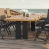 KETTLER Garten-Essgruppe, anthrazit/natur, Alu/Teak, Tisch ca. 220 x 100 cm, wetterfest, pflegeleicht, robust, 6 Klappstühle