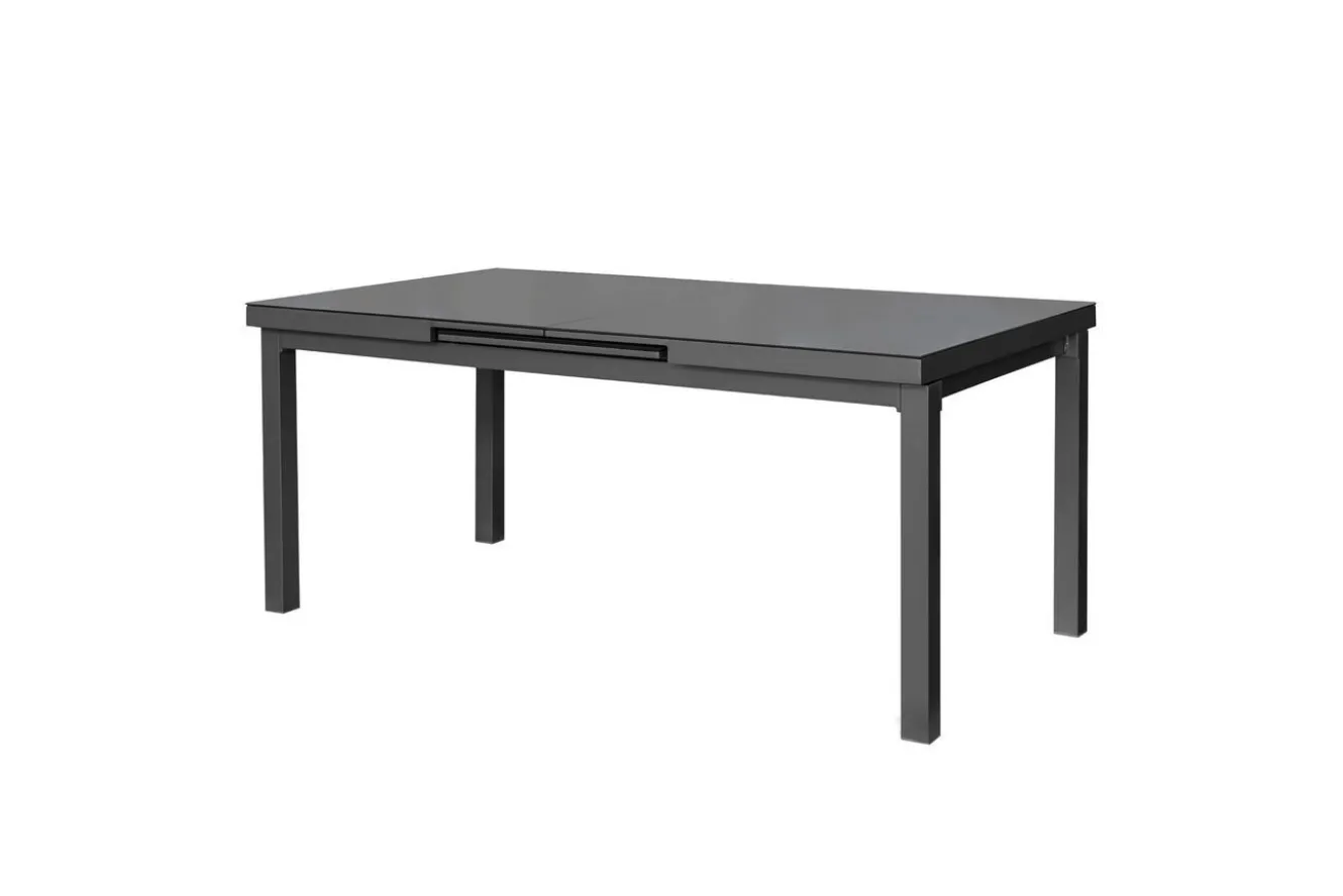 KETTLER Garten-Essgruppe, anthrazit/bordeaux, Alu/Polyester, 180/240 x 100 cm, ausziehbar, 6 Klappstühlen inkl. Auflagen