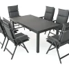 KETTLER Garten-Essgruppe, anthrazit/grau, Alu/Glas/Textilene/Polyester, 180/240 x 100 cm, ausziehbar, klappbar, wasserabweisend, UV-beständig