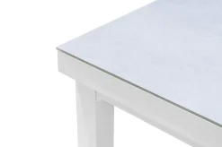 KETTLER Garten-Essgruppe mit 6 Stapelsesseln, weiß matt/hellgrau, Alu/Outdoorgewebe, Ausziehtisch 180/240 x 100 cm Tisch