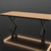 KETTLER Garten-Essgruppe mit LED-Beleuchtung, anthrazit/natur, Aluminium/Holzimitat/Textilene, 240 x 100 cm Tisch, 4 Klappstühle