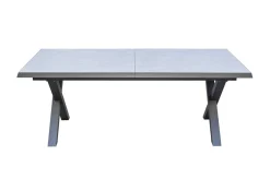 KETTLER Garten-Essgruppe mit 6 Klappstühlen, schwarz/grau/anthrazit, Aluminium/Steinimitat/Textilene, 200/260 x 100 cm