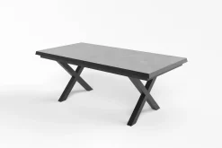 KETTLER Garten-Essgruppe mit 6 Klappstühlen, schwarz/grau/anthrazit, Aluminium/Steinimitat/Textilene, 200/260 x 100 cm