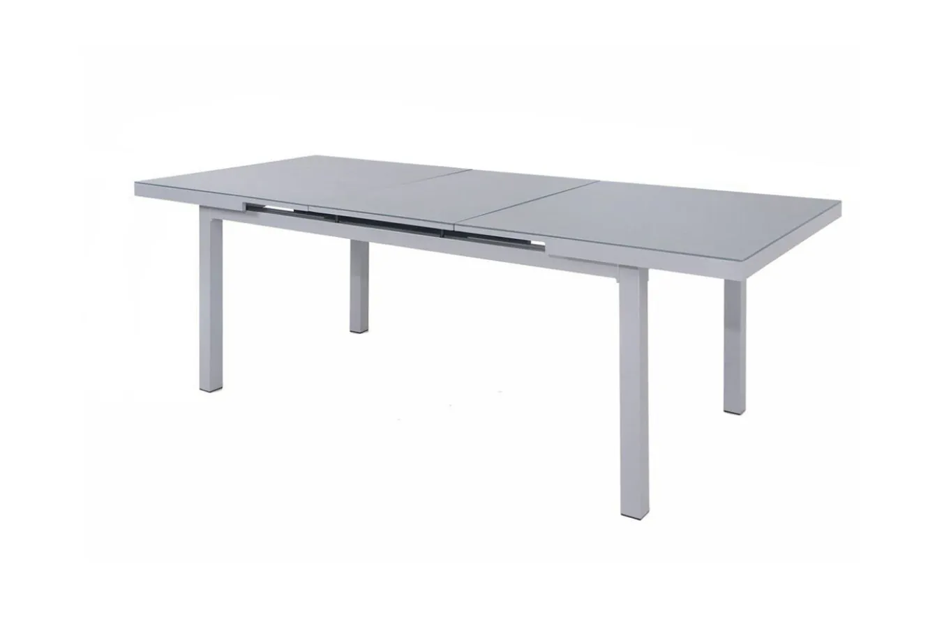 KETTLER Garten-Essgruppe, silber/anthrazit, Alu/Textilene, Tisch 180/240 x 100 cm, 6 Klappstühle, inkl. Auflagen