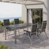 Kettler Garten-Essgruppe, silber/anthrazit, Kettalux-Plus Dining-Tisch 160x95cm, 4 Klappstühle BasicPlus