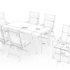 KETTLER Garten-Essgruppe, silber/anthrazit, Alu/Textilene/, Tisch 180/240 x 100 cm, 6 Klappstühle, inkl. Auflagen