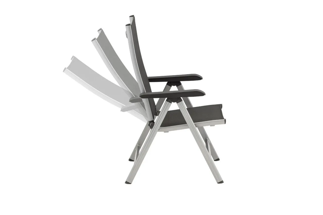 KETTLER Garten-Essgruppe, silber/anthrazit, Alu/Textilene/, Tisch 180/240 x 100 cm, 6 Klappstühle, inkl. Auflagen