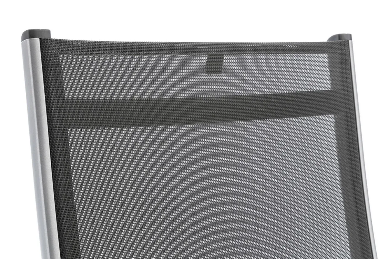 KETTLER Garten-Essgruppe, silber/anthrazit, Alu/Textilene/, Tisch 180/240 x 100 cm, 6 Klappstühle, inkl. Auflagen