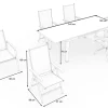 KETTLER Garten-Essgruppe, weiß matt/hellgrau, Aluminium/Outdoorgewebe/Glas, Ausziehbar, 180/240 x 100 cm Tisch, 4 Klappstühle, 2 Stapelstühle