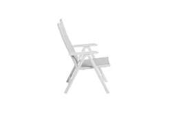 KETTLER Garten-Essgruppe, weiß matt/hellgrau, Aluminium/Outdoorgewebe/Glas, Ausziehbar, 180/240 x 100 cm Tisch, 4 Klappstühle, 2 Stapelstühle