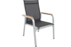KETTLER Granada Garten-Essgruppe, silber, Alu/Textilene, Tisch 180/240x100cm, 6 Stapel-, 2 Klappstühle