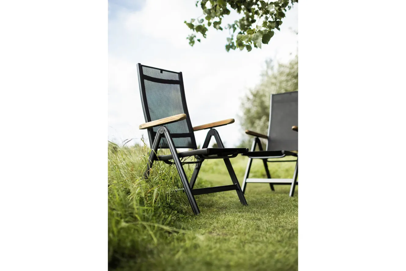 KETTLER Granada Garten-Essgruppe, Anthrazit, Alu/Spraystone, Tisch 160x95 cm, 4x Klappstühle