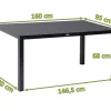 KETTLER Granada Garten-Essgruppe, Anthrazit, Alu/Spraystone, Tisch 160x95 cm, 6 Stapelsessel